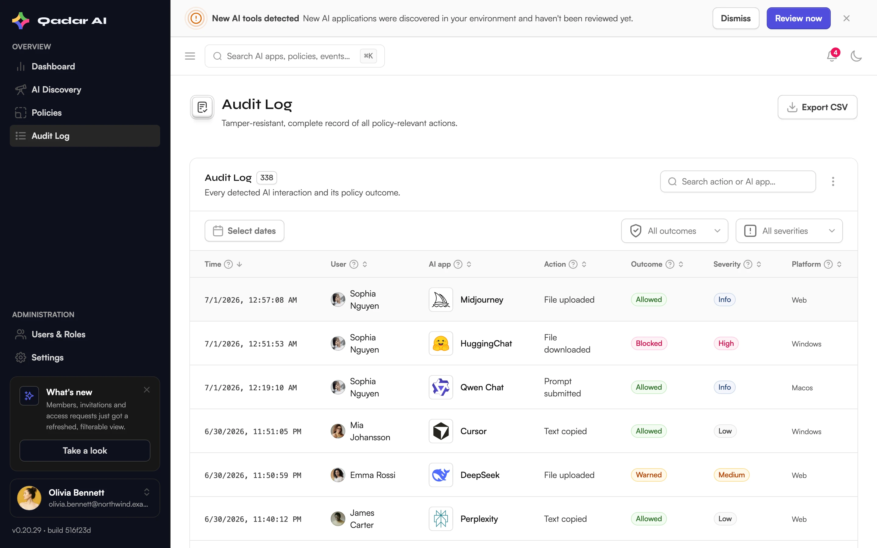 Shield Control Audit-Trail durchgesetzter Aktionen als Nachweis